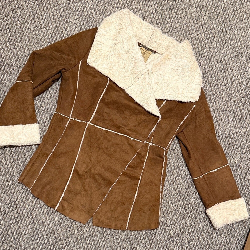 Odyn Faux Leather Shearling Coat Jacket